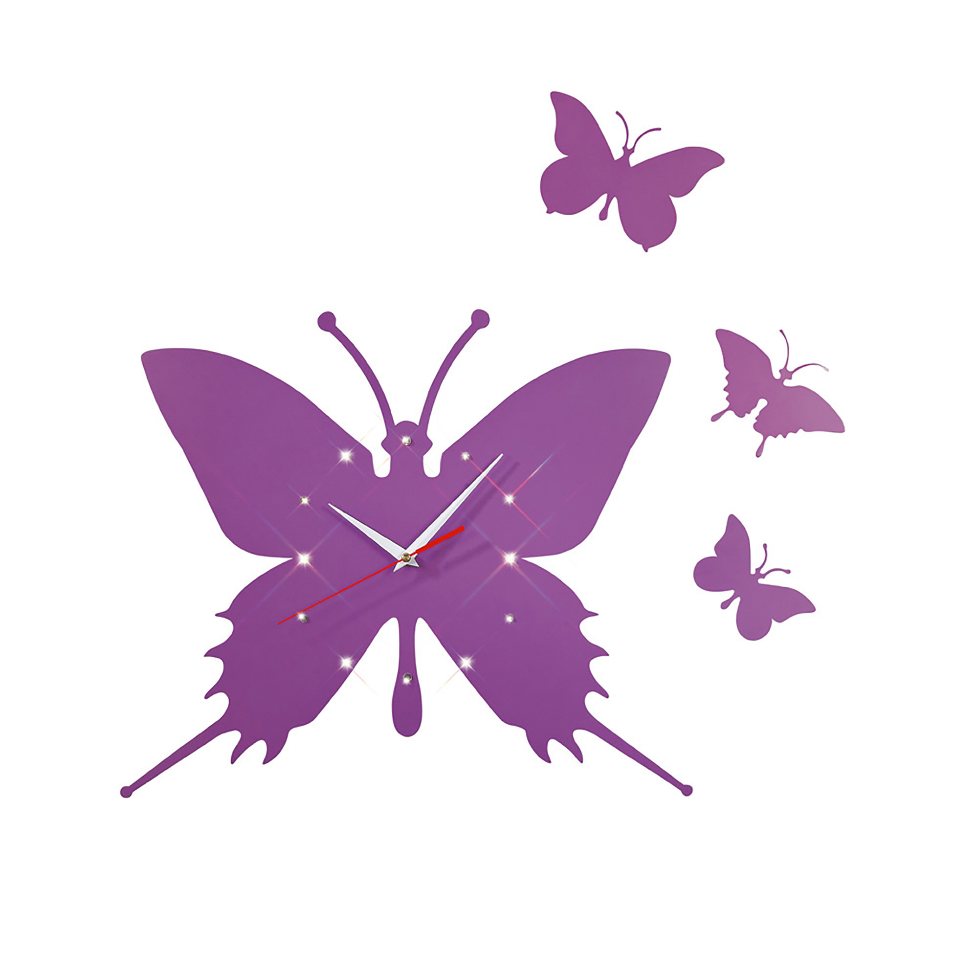 IL70105  Infinity Butterfly Clock Purple/Crystal